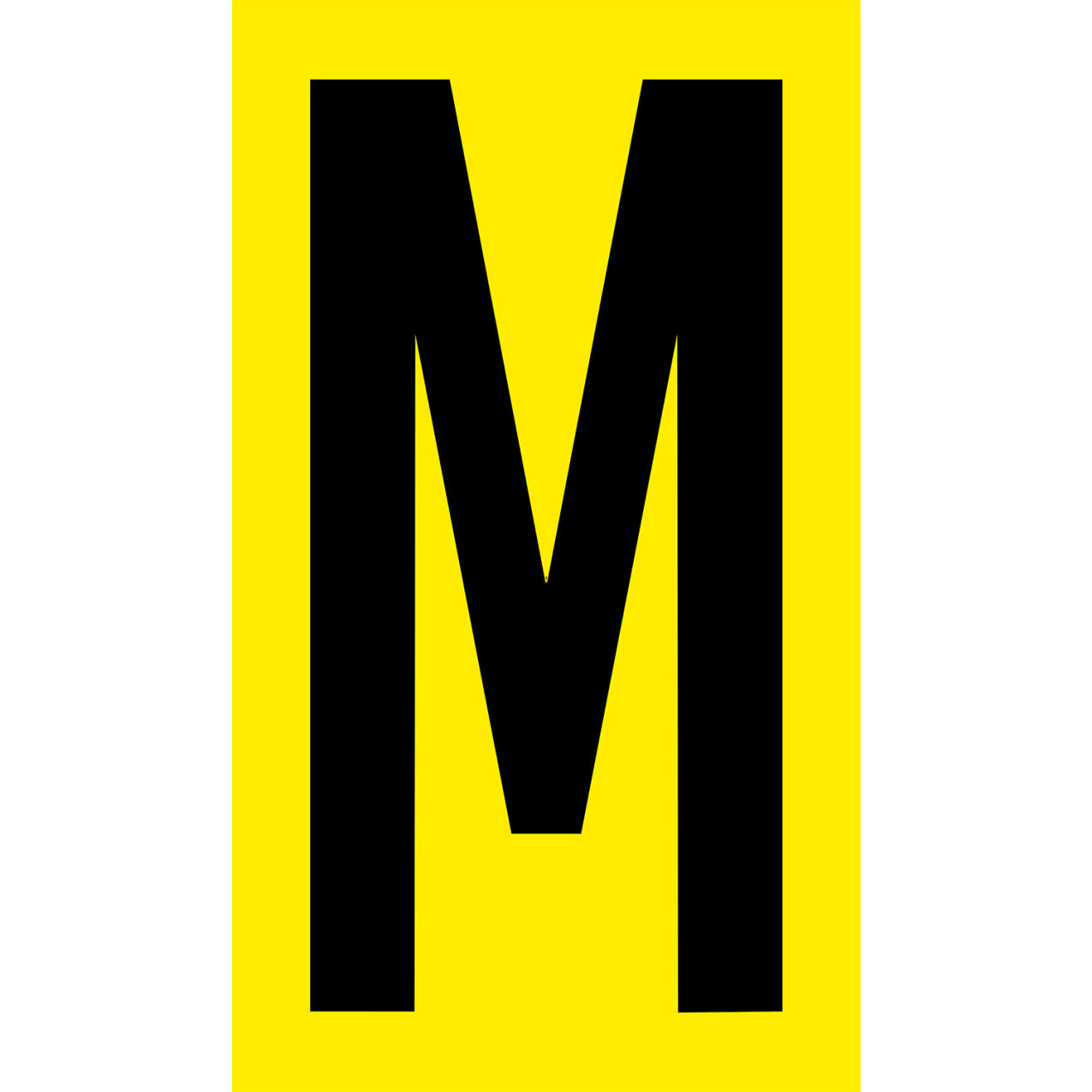 Floor Location Marker, Letter M, 8"W x 4-1/2"L, 30 Mil, Yellow, 10/Pack