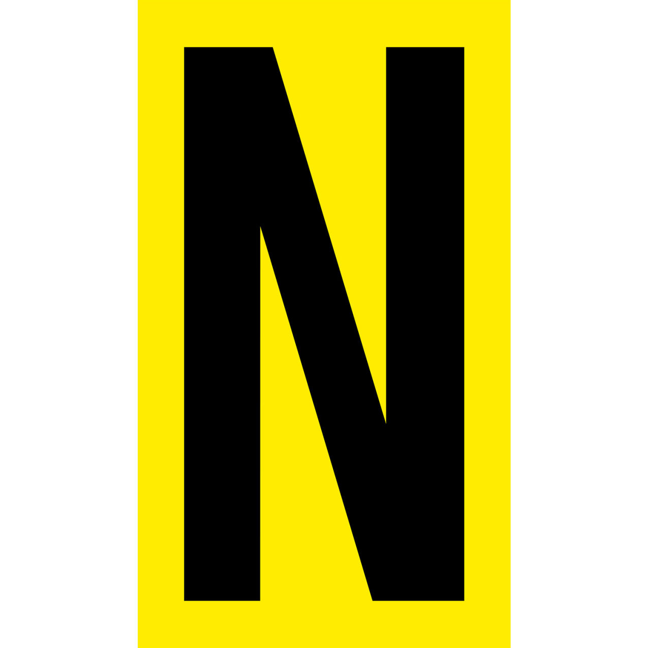 Floor Location Marker, Letter N, 8"W x 4-1/2"L, 30 Mil, Yellow, 10/Pack
