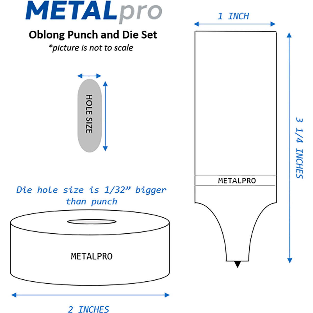 1/2" x 1" Oblong Punch & Die Set