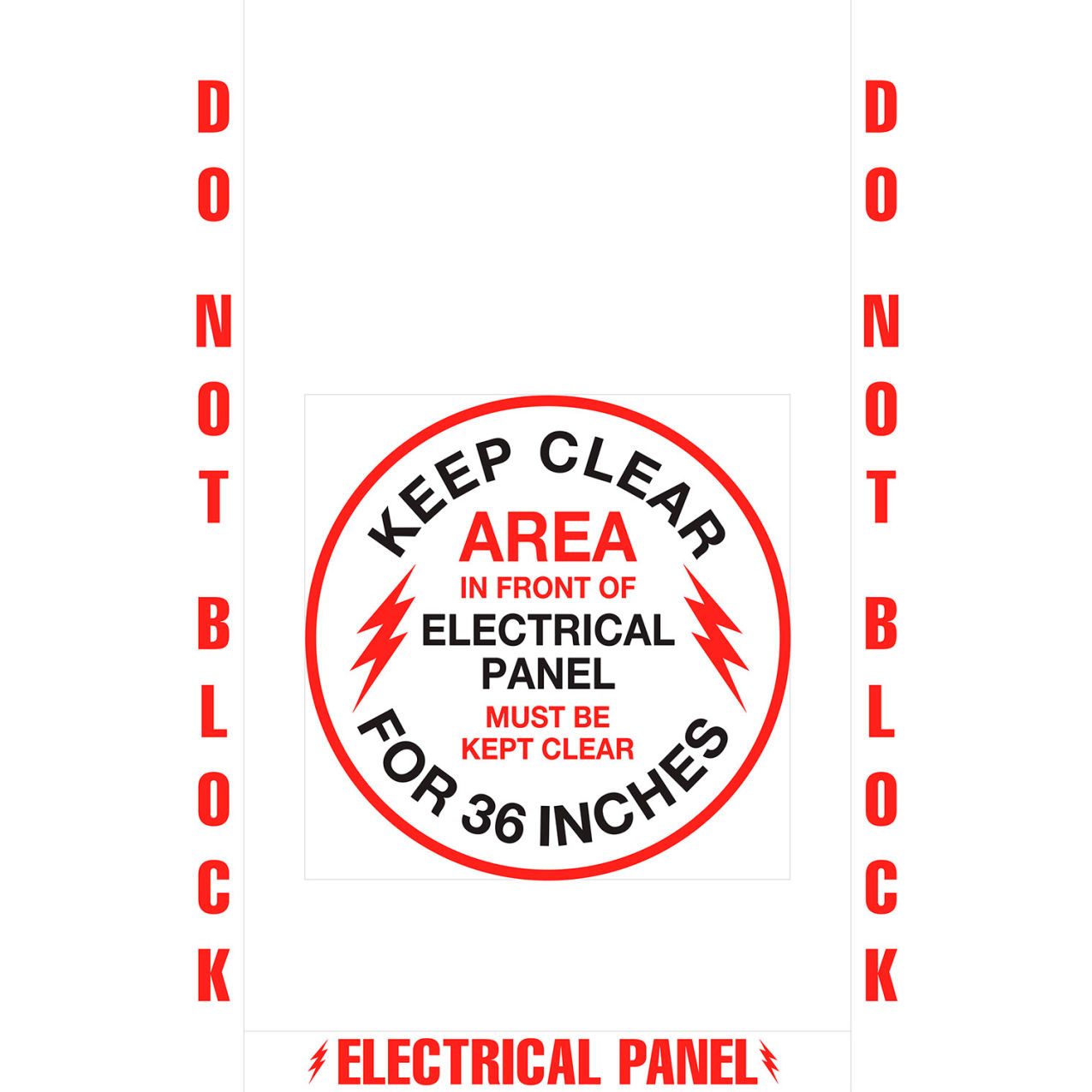 24" x 36" Square Floor Sign, Do Not Block Electrical Panel Floor Marking