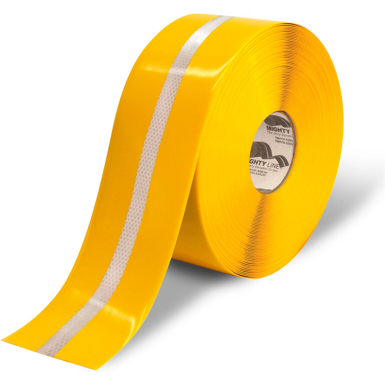 Reflective Safety Floor Tape, 4"W x 75"L, 50 Mil, Striped, Yellow