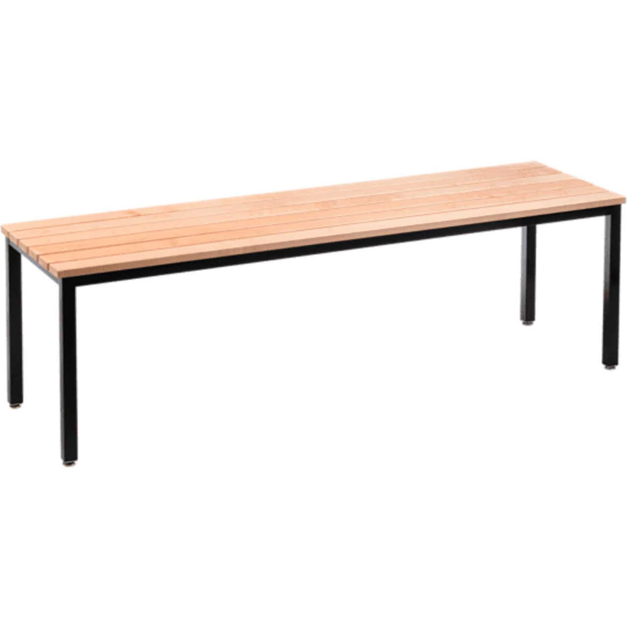 4' Flat Bench without Back, Solid Maple Slats, Blue