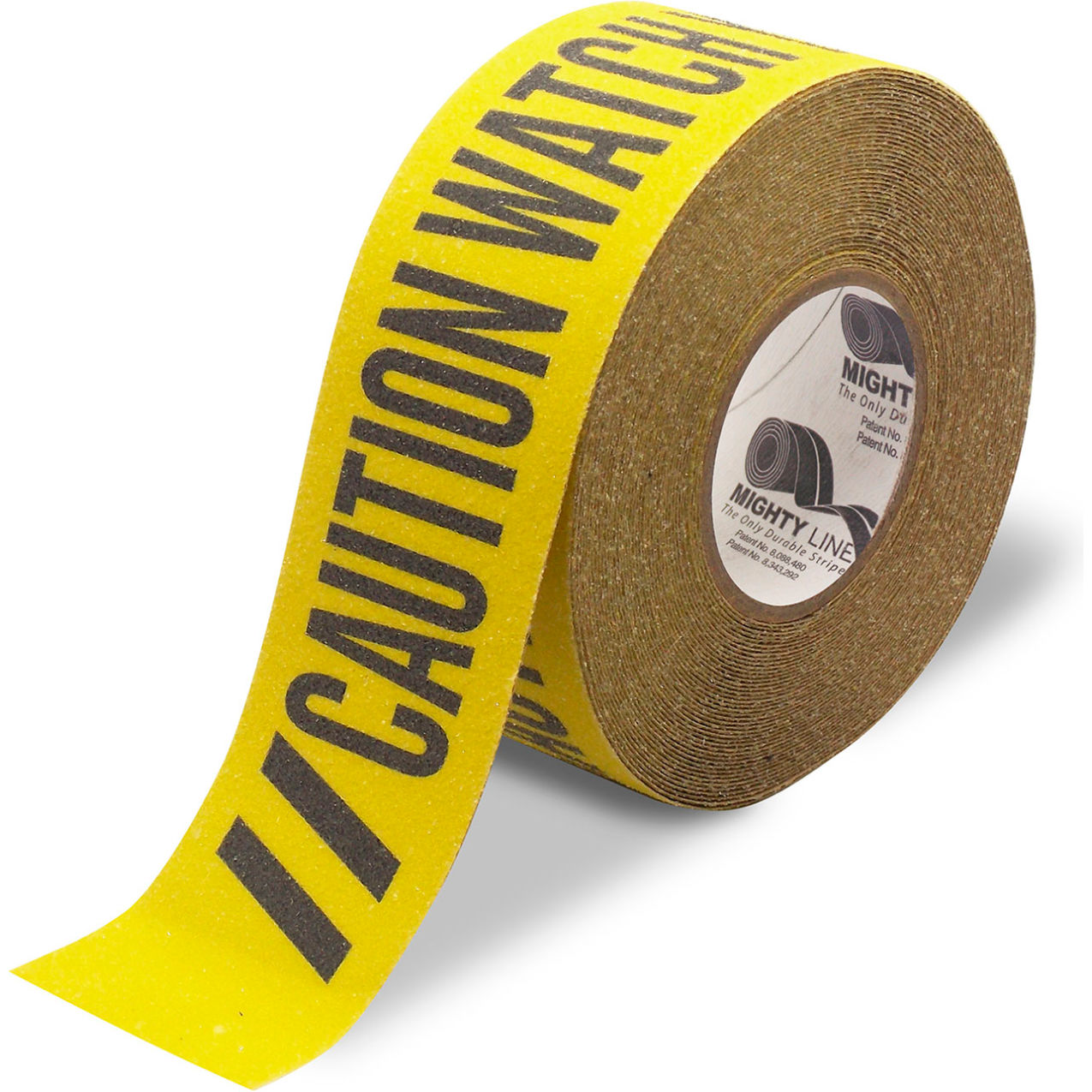 Anti-Slip Floor Tape, Caution Watch Your Step Print with Dashes, 3W x 60'L, Yellow