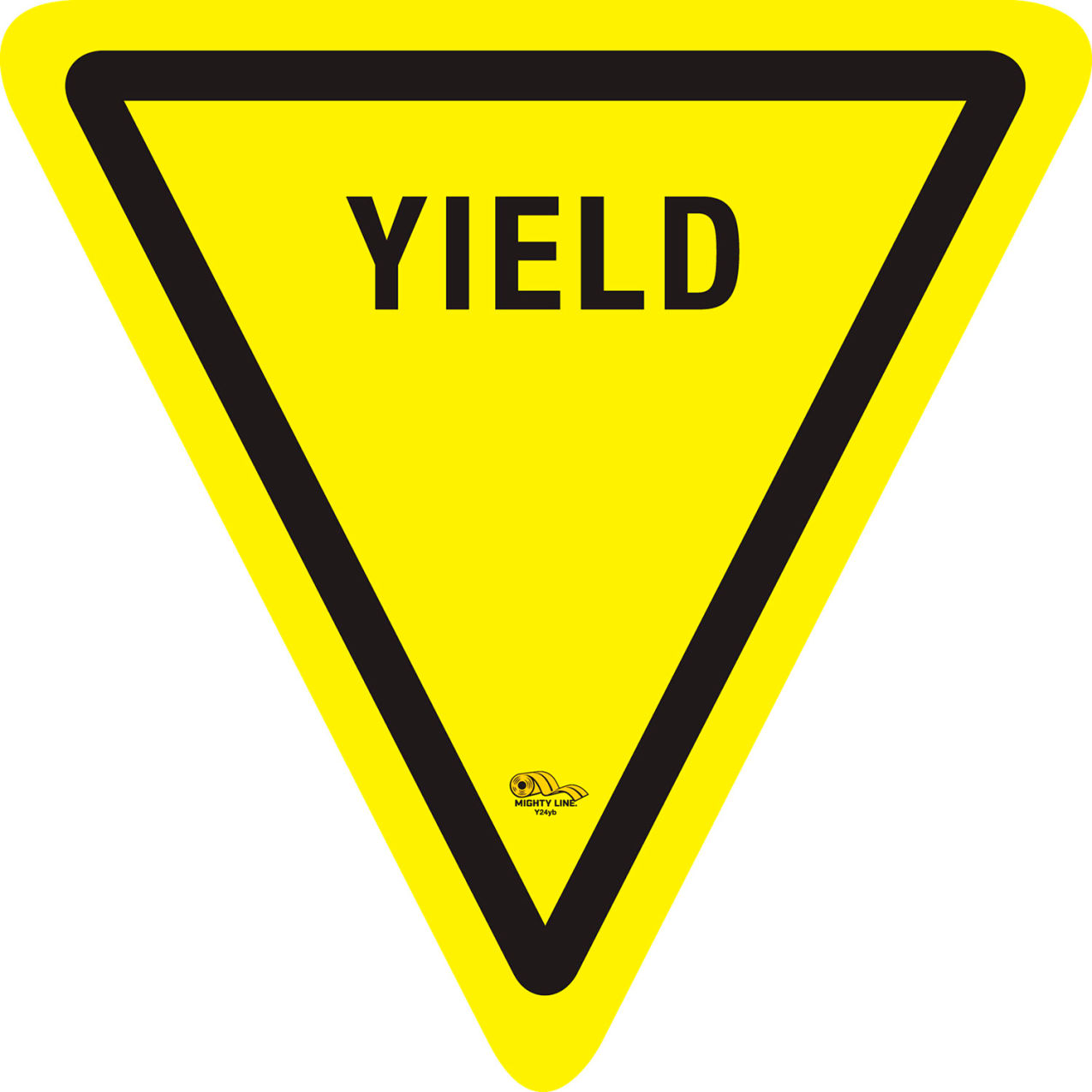24" Triangle Floor Sign, Yield, Yellow