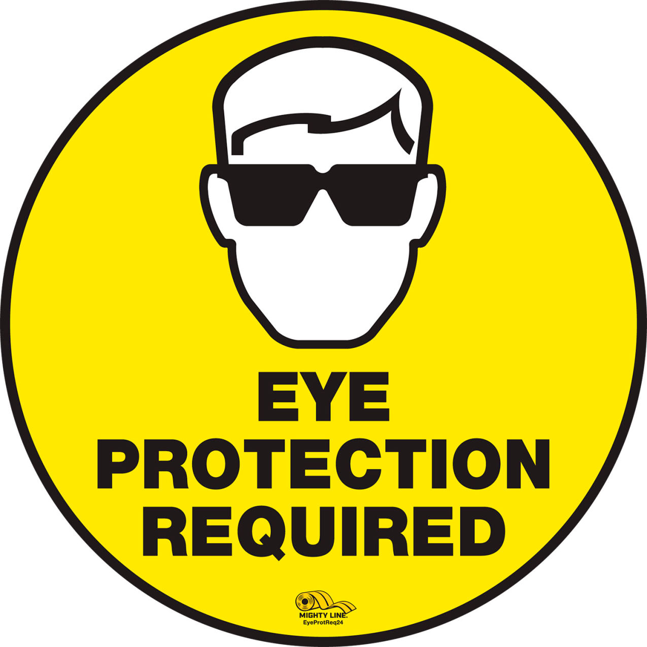 24" Round Floor Sign, Eye Protection Required