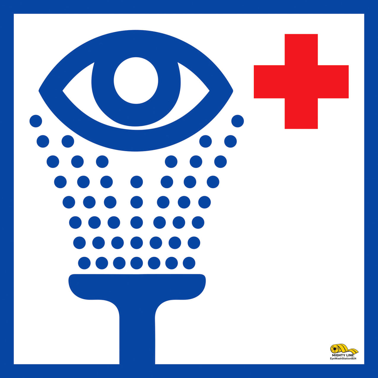 12" Square Floor Sign, Blue Eye Wash Station Floor Sign
