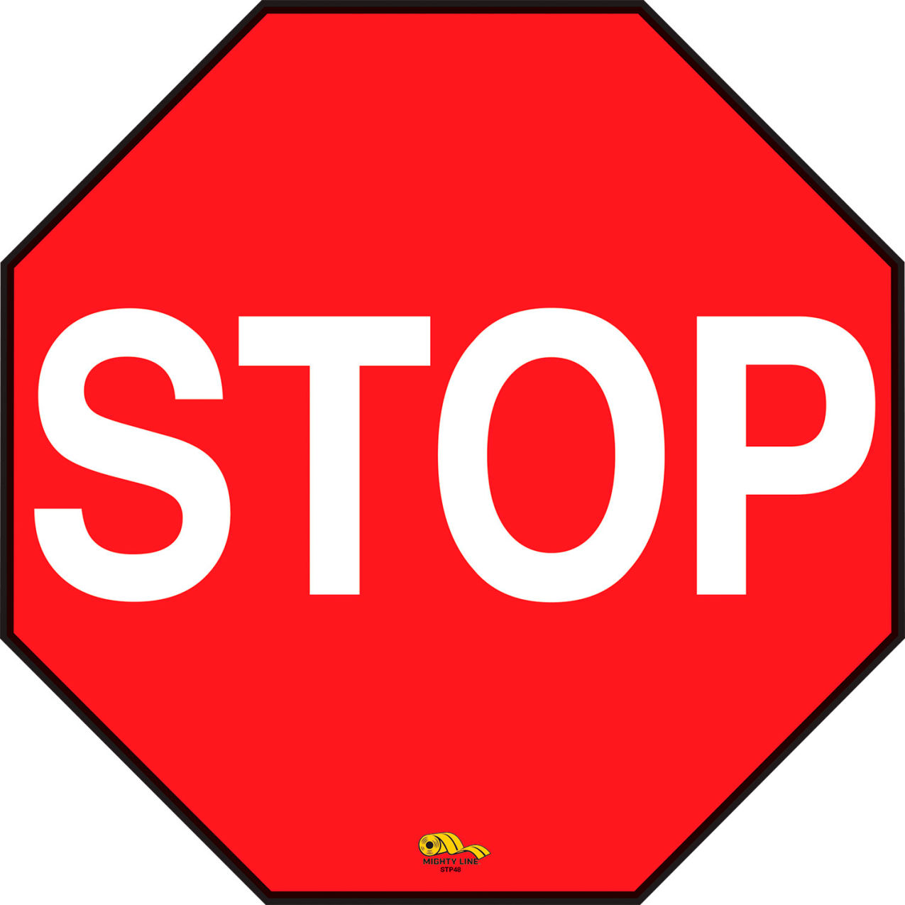 48" Octagon Floor Marking Sign, Stop, Red
