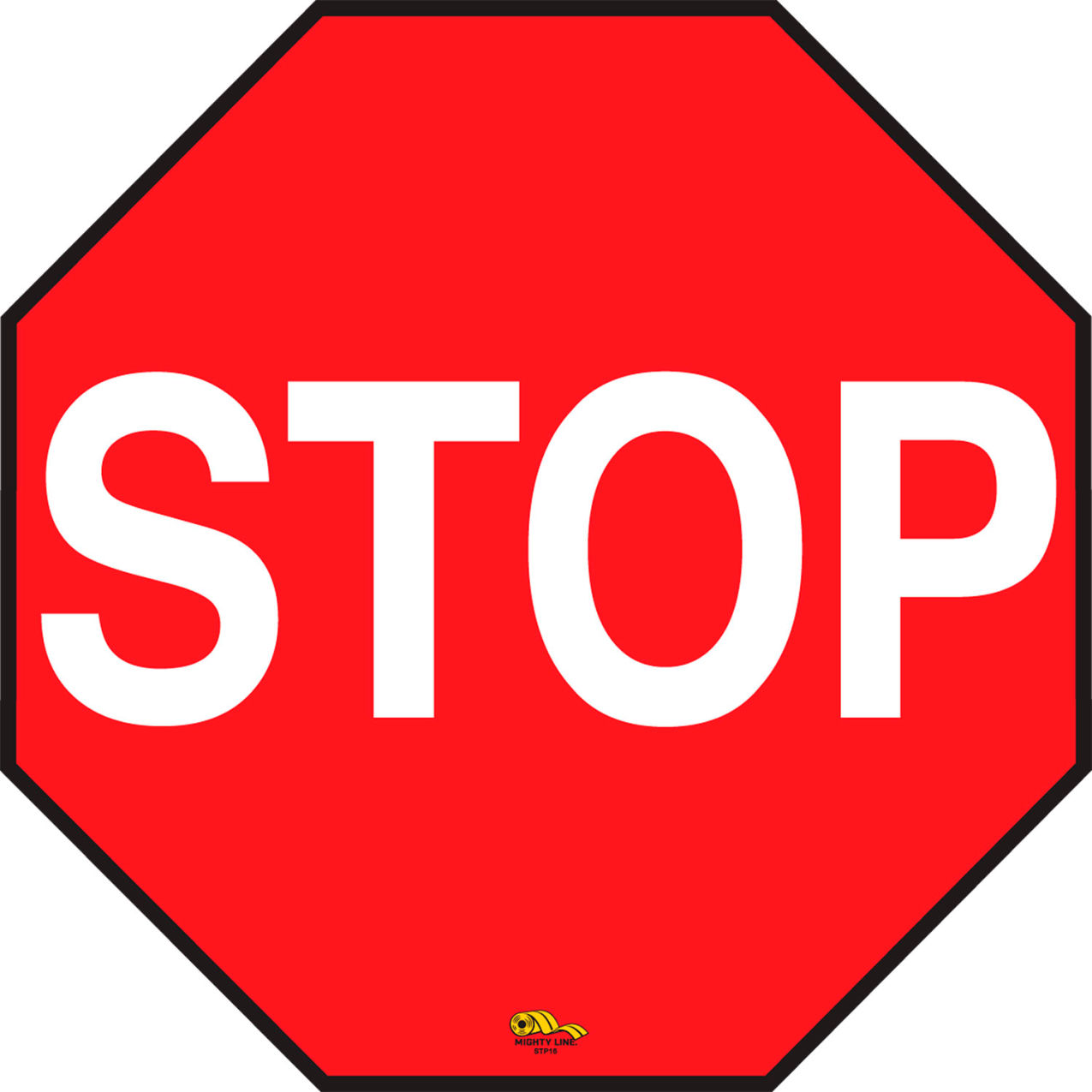 6" Octagon Floor Marking Sign, Stop, Red