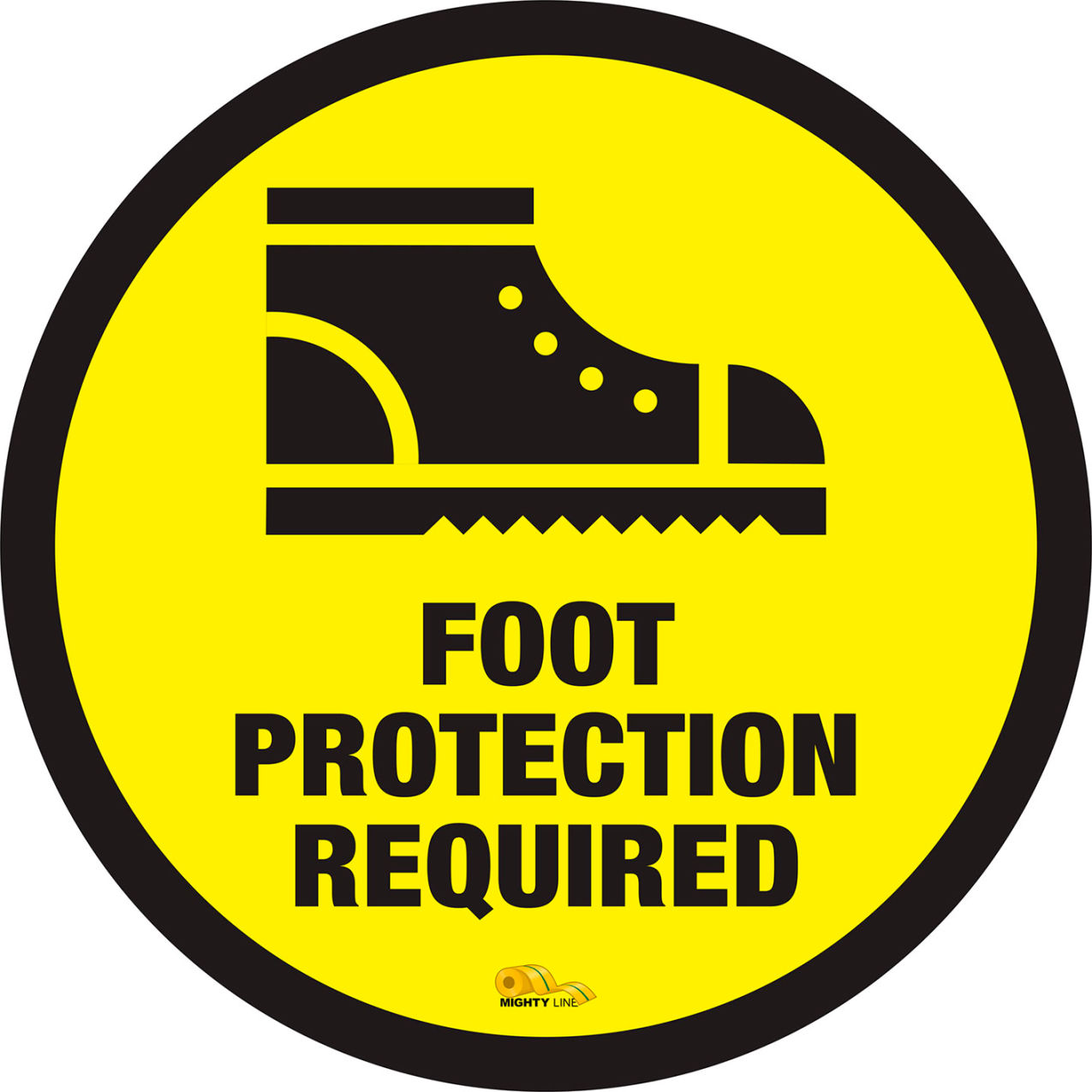 24" Circle Floor Marking Sign, Foot Protection Required