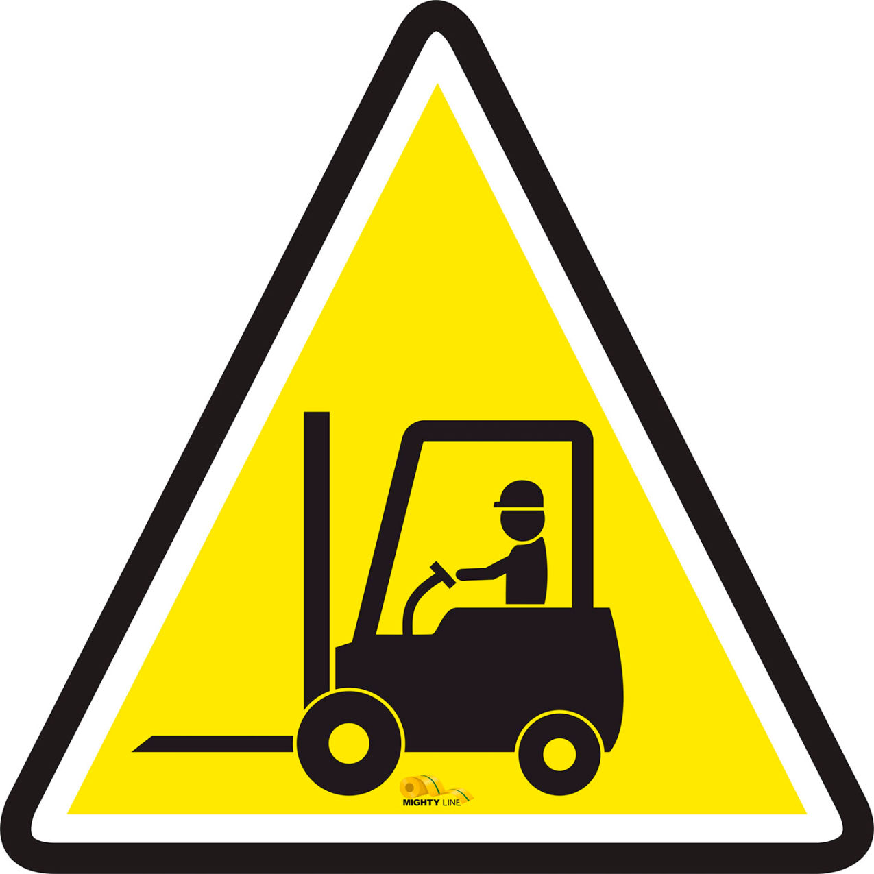 24" Triangle Floor Marking Sign, Forklift Crossing with Driver