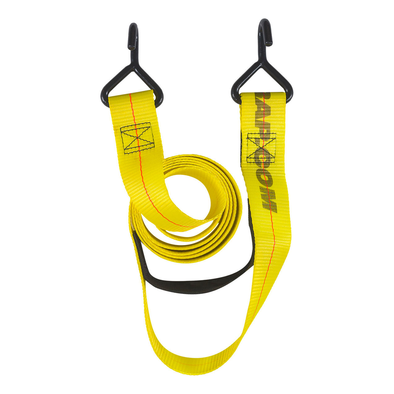 Pallet Rack Safety Strap For 48" Bay, J Hook Attachment, Yellow