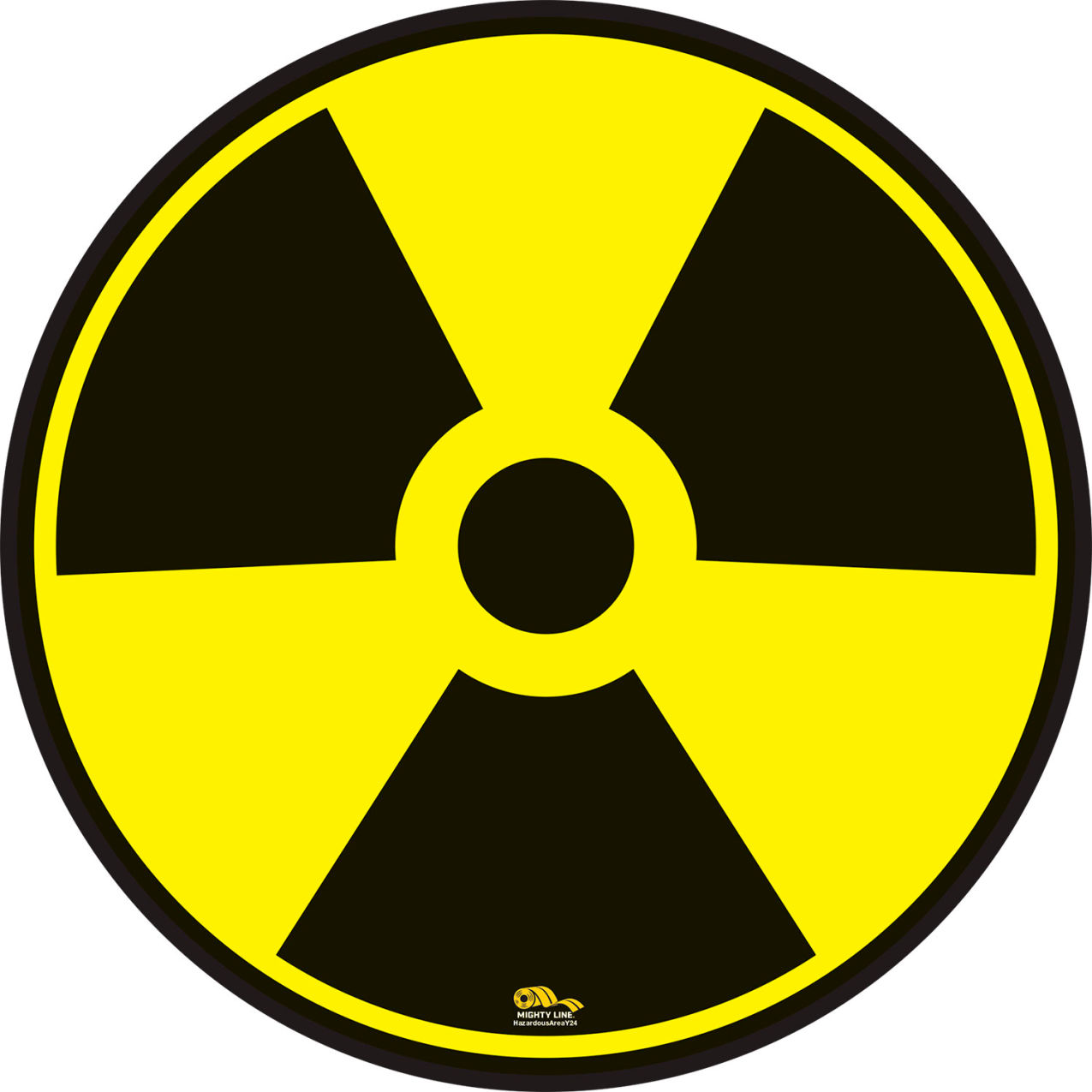 24" Circle Floor Sign, Hazard, Yellow/Black