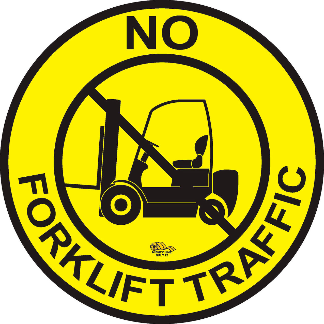 12" Circle Peel and Stick Floor Sign, No Forklift Traffic