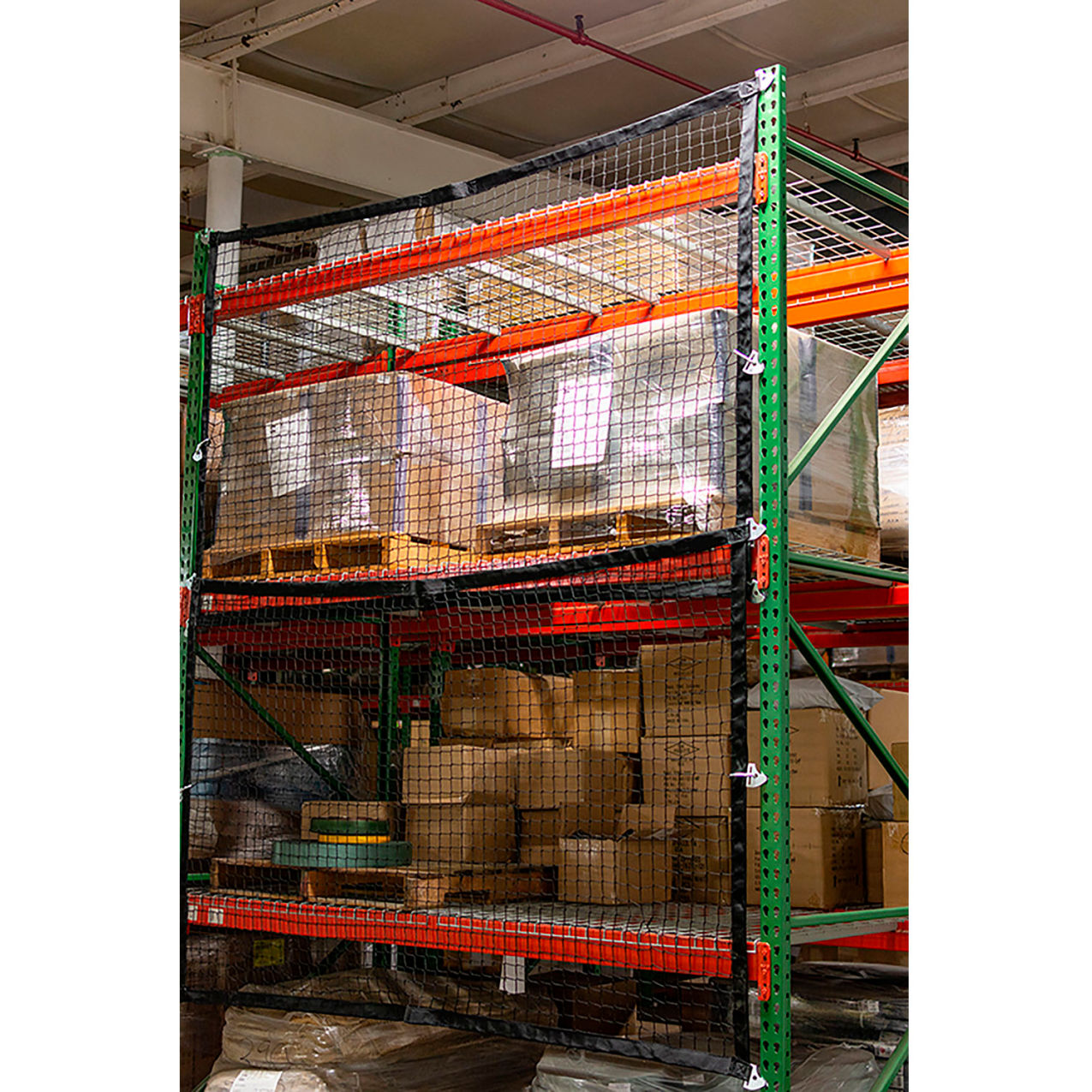 Modular Pallet Rack Safety Netting For 102" Bay, Std. Attachment, Yellow