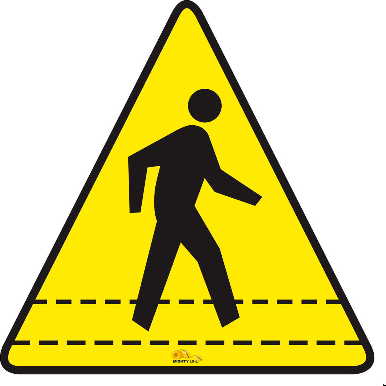 24" Triangle Floor Marking Sign, Pedestrian Crossing, Yellow