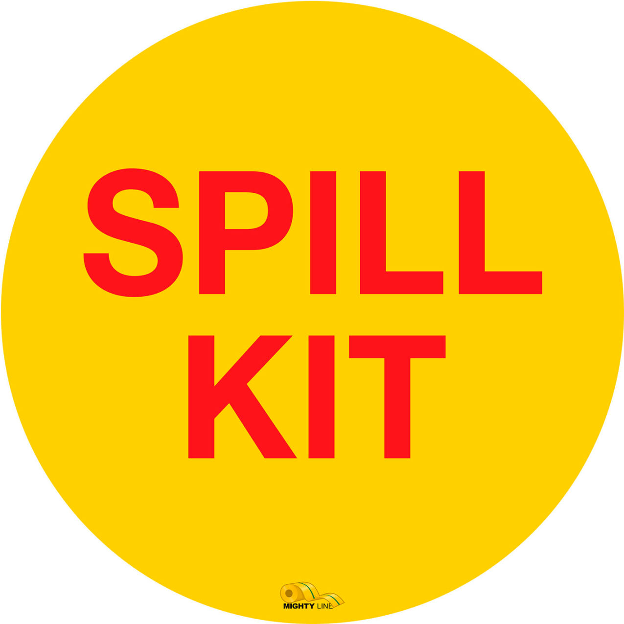 16" Round Floor Marking Sign, Spill Kit, Industrial Strength, Yellow