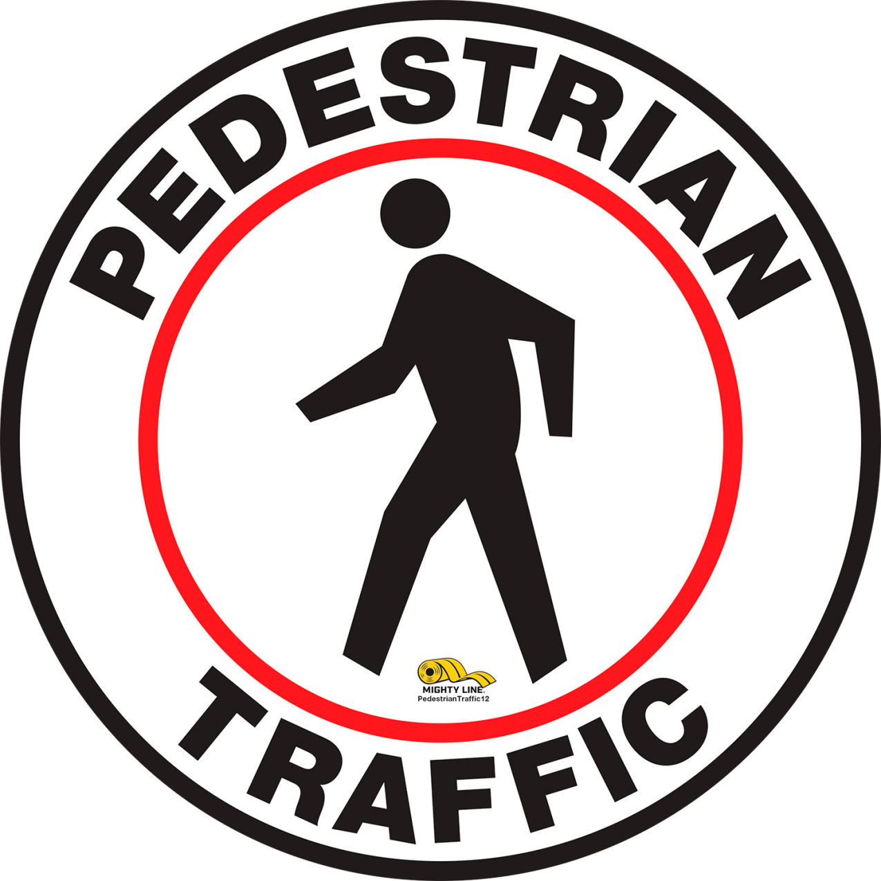 12" Circle Floor Marking Sign, Pedestrian Traffic