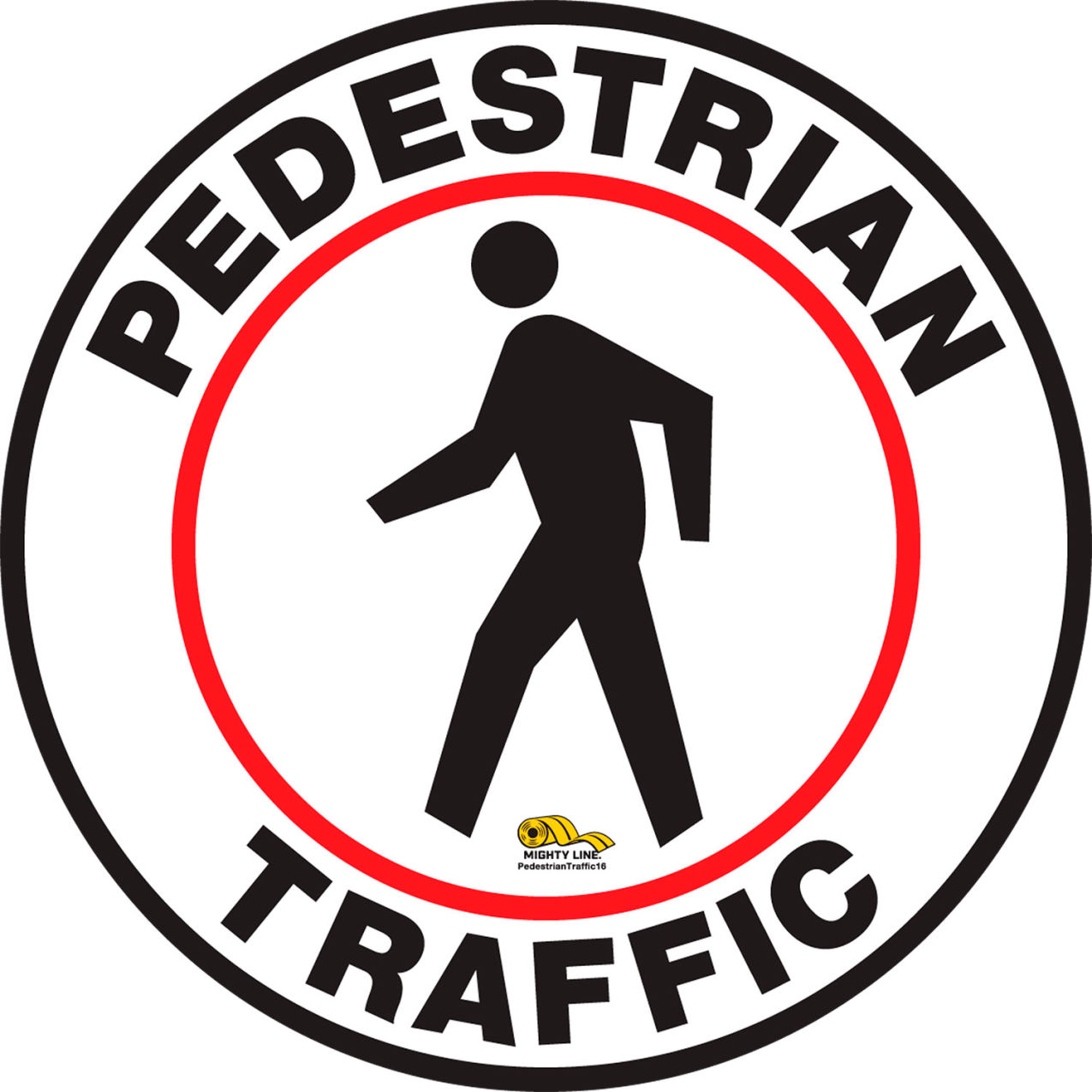 16" Circle Floor Marking Sign, Pedestrian Traffic