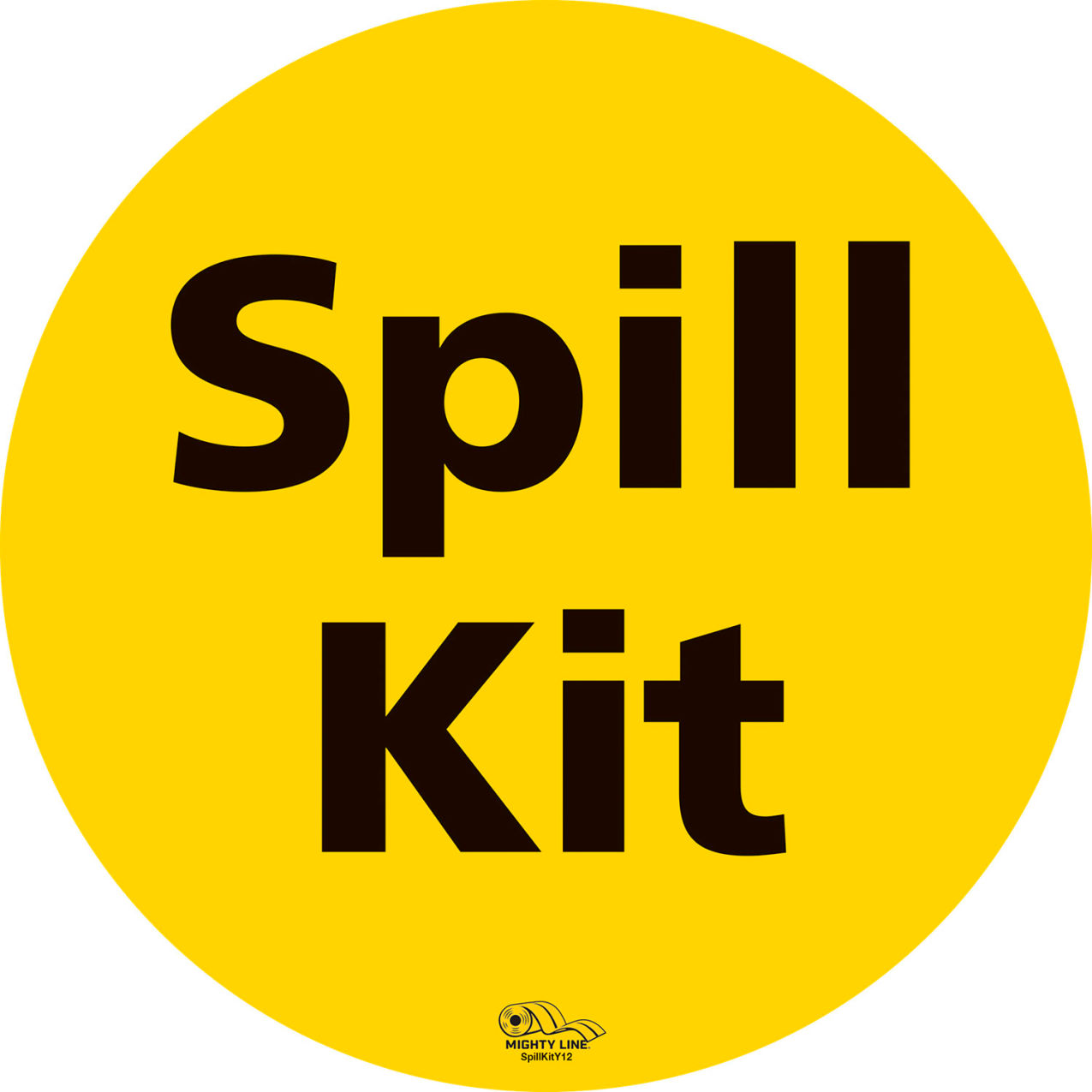 12" Round Floor Marking Sign, Spill Kit, Yellow