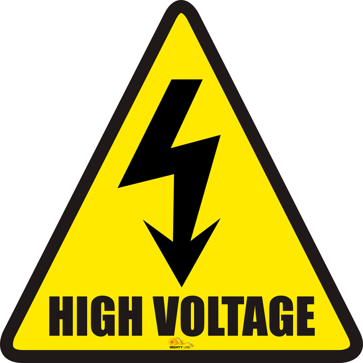 24" Triangle Floor Marking Sign, High Voltage Area