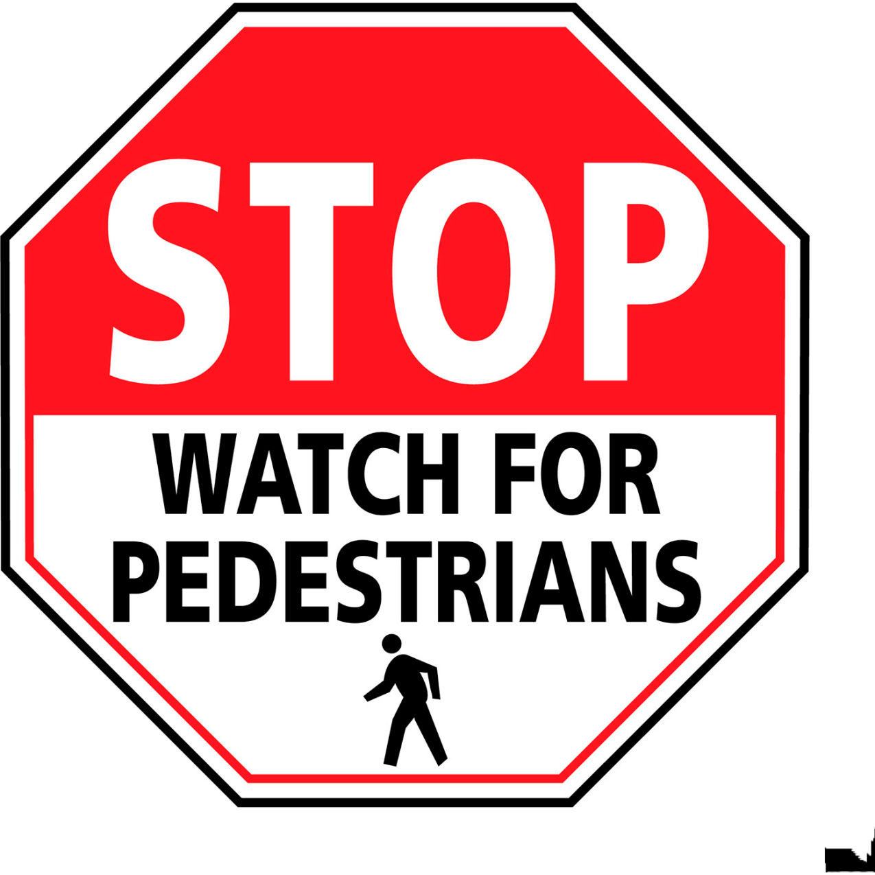 24" x 24" Octagon Floor Sign, Pedestrian Traffic, Stop, Red