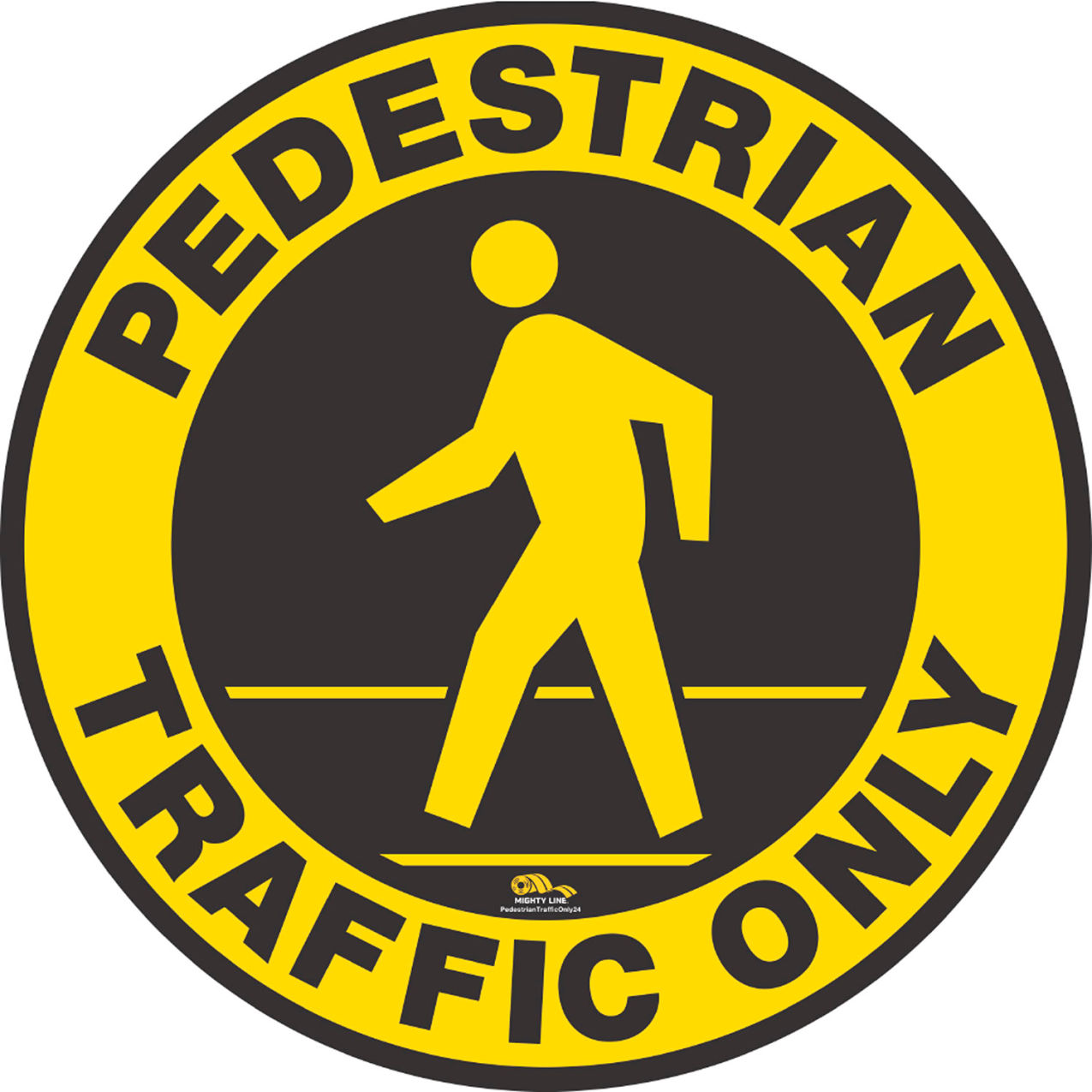 24" Round Floor Marking Sign, Pedestrian Traffic Only