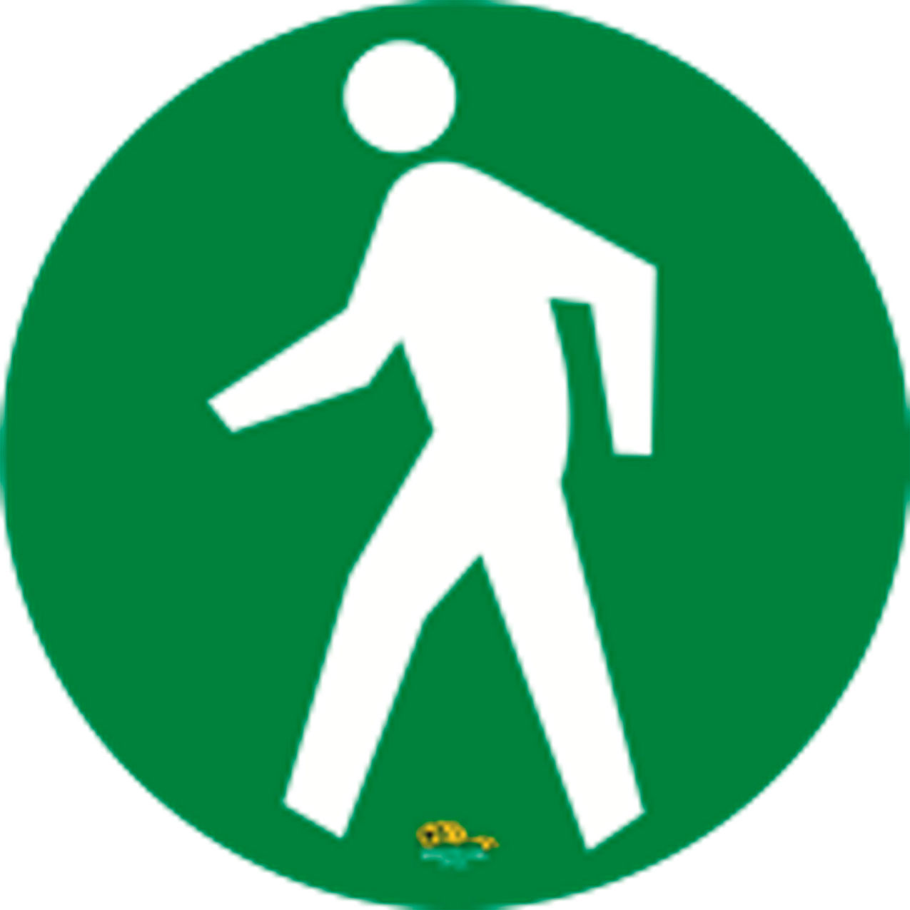 24" Round Floor Marking Sign, Pedestrian Walking No Text, Green