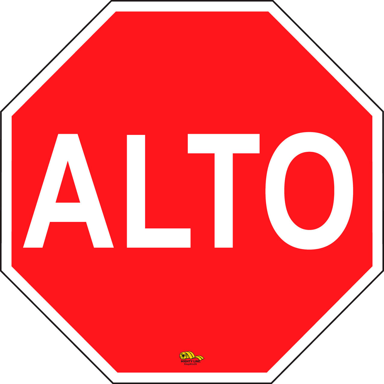 24" Octagon Floor Marking Sign, Stop Alto, Red