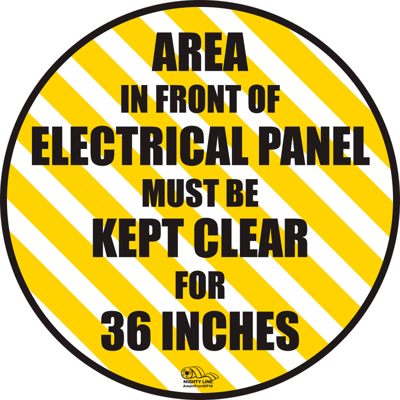 16" Round Floor Sign, Keep Area in front of Electrical Panel, Industrial Strength