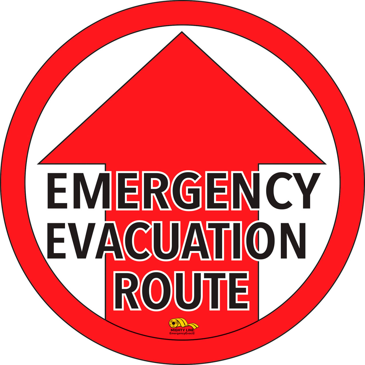 12" Round Floor Sign, Emergency Evacuation Route
