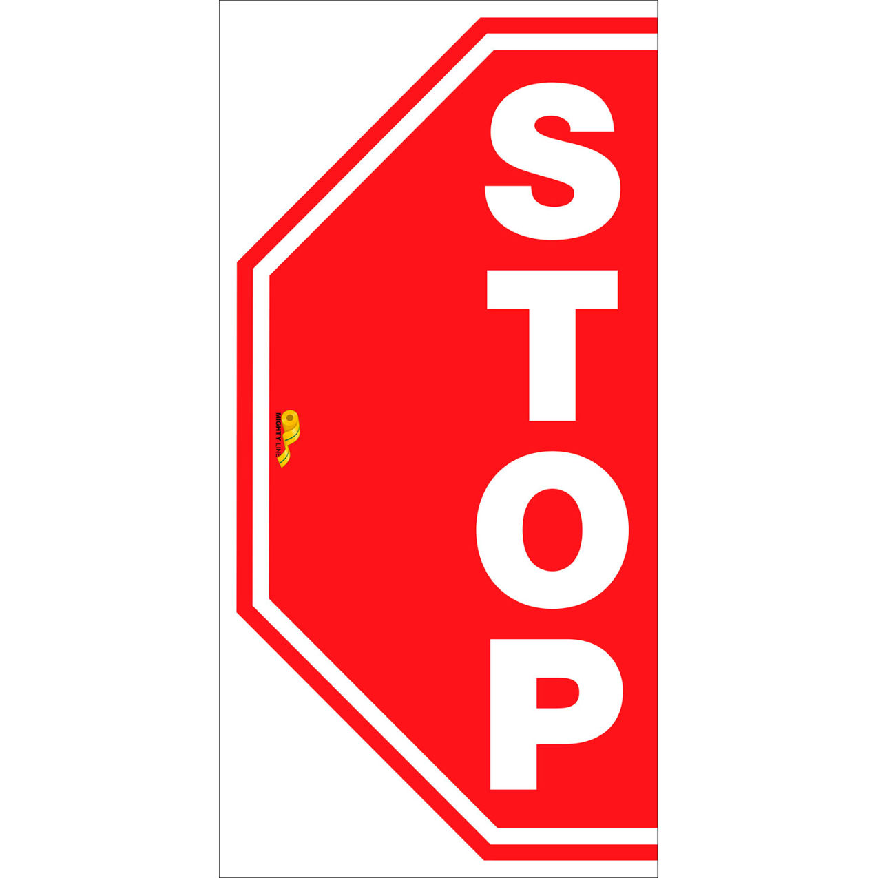 24" Half Octagon Floor Marking Sign, Stop, Red