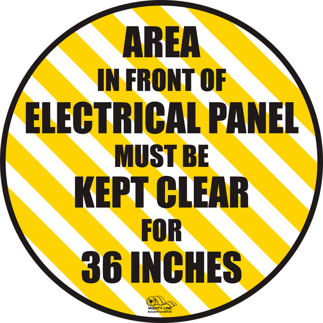 24" Round Floor Sign, Keep Area in front of Electrical Panel, Industrial Strength