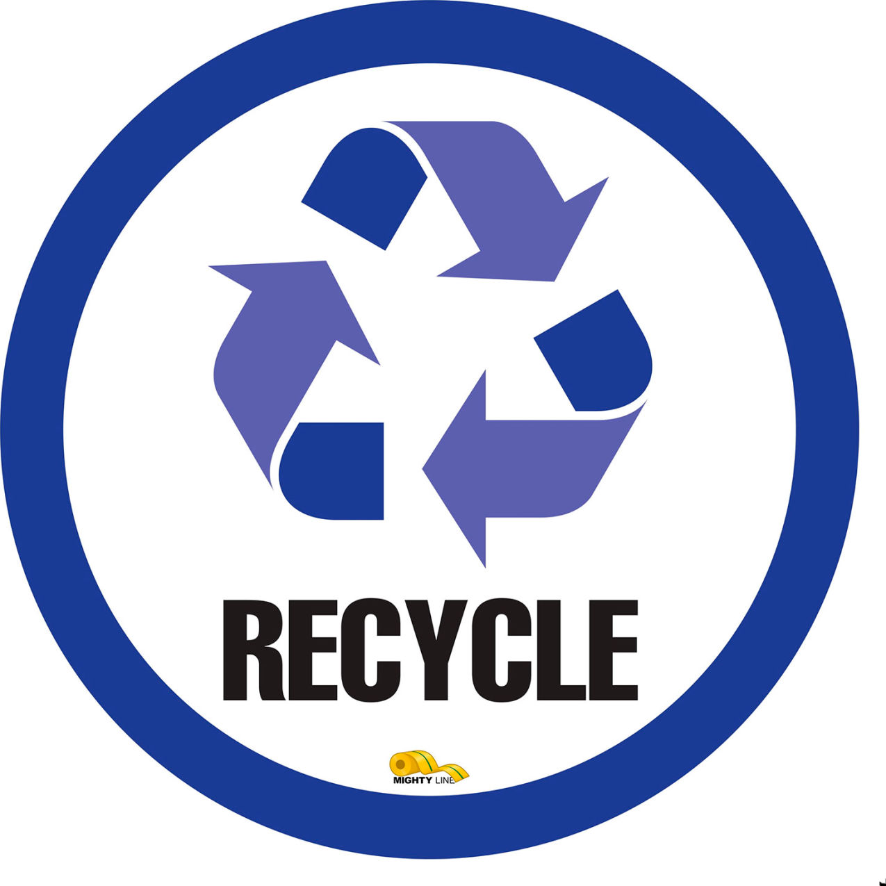 24" Round Floor Marking Sign, Recycle, Blue