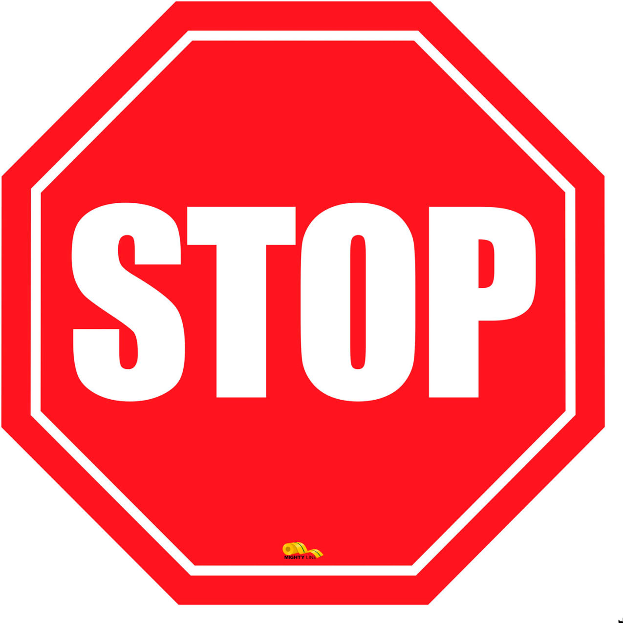 24" Octagon Modern Floor Marking Sign, Stop, Red