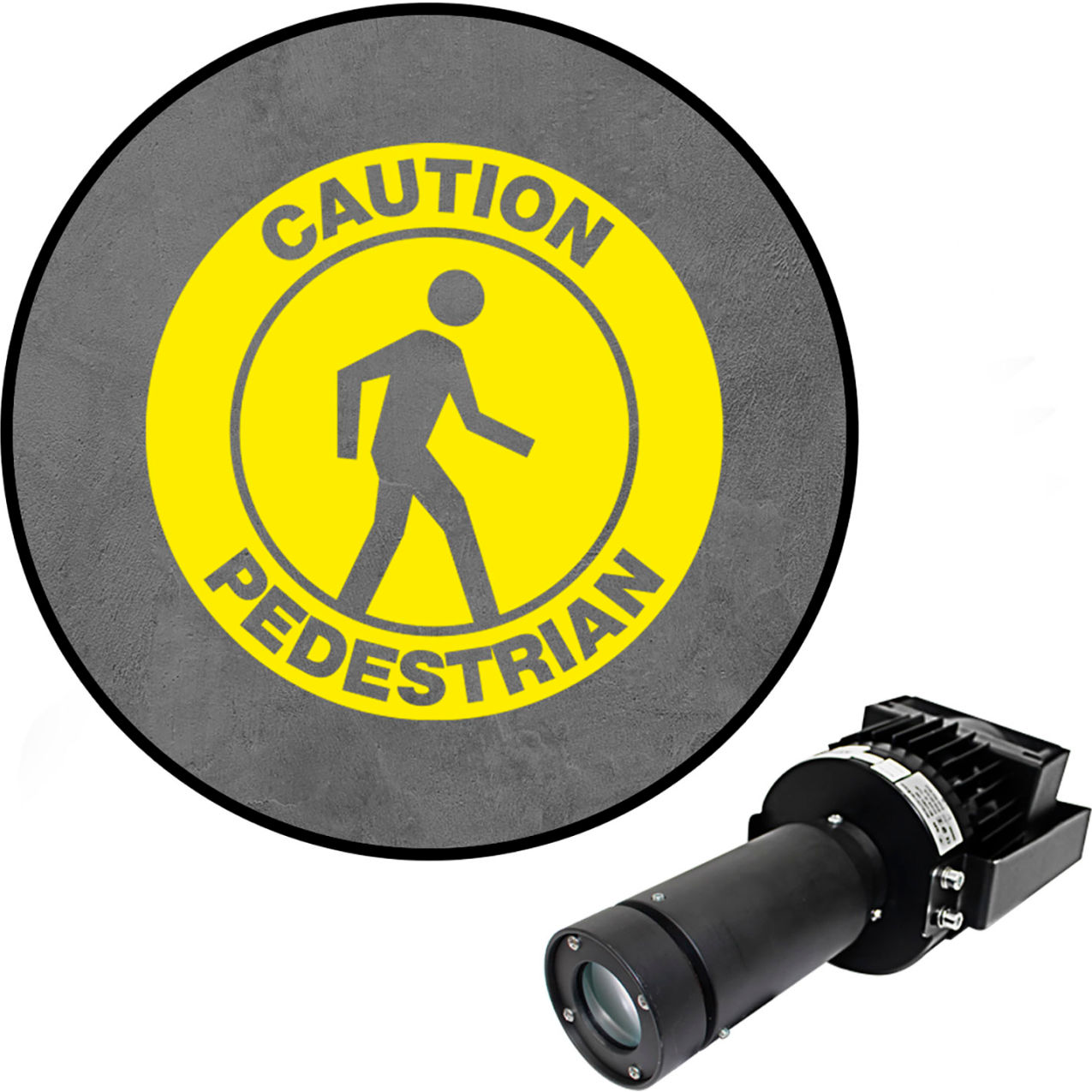 Virtual LED Projector, Safety Sign Max (W), Caution Pedestrian, 100W, Yellow