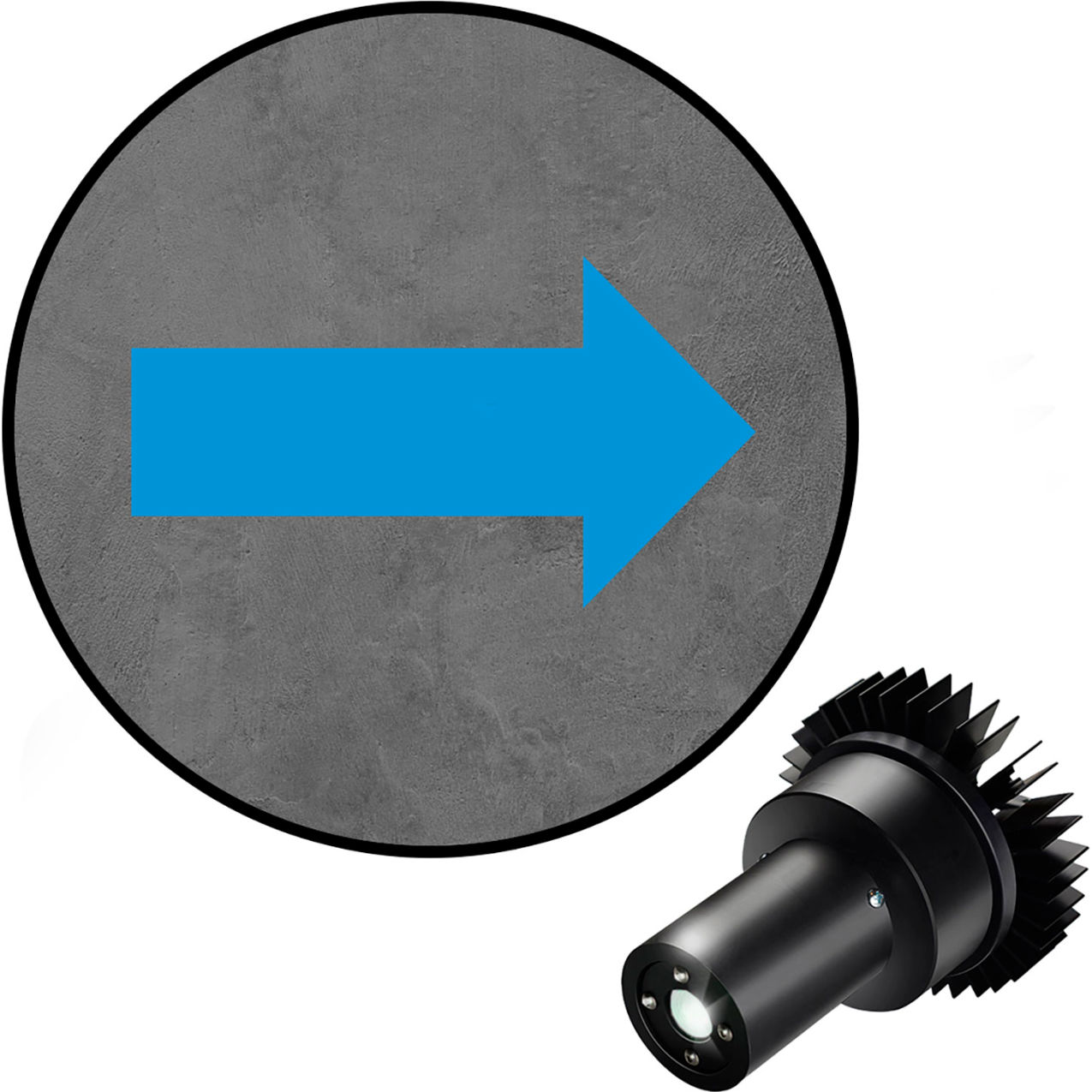 Virtual LED Projector, Safety Symbol EX, Long Arrow, 25W, Blue