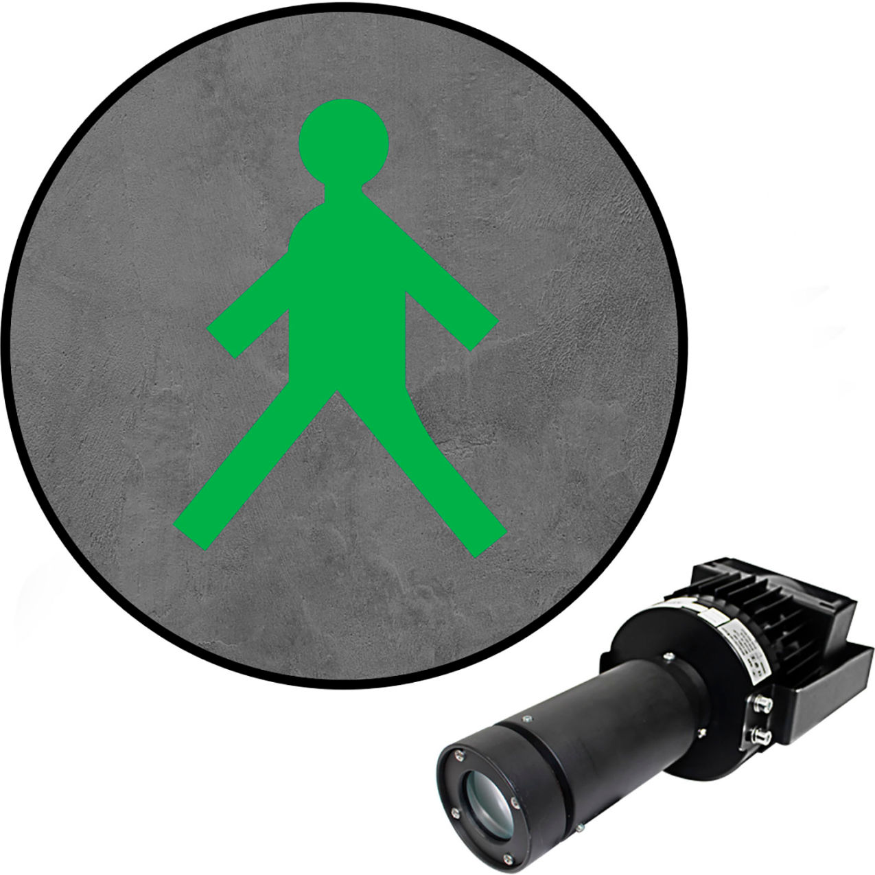 Virtual LED Projector, Safety Symbol Max (W), Walking Man, 100W, Green