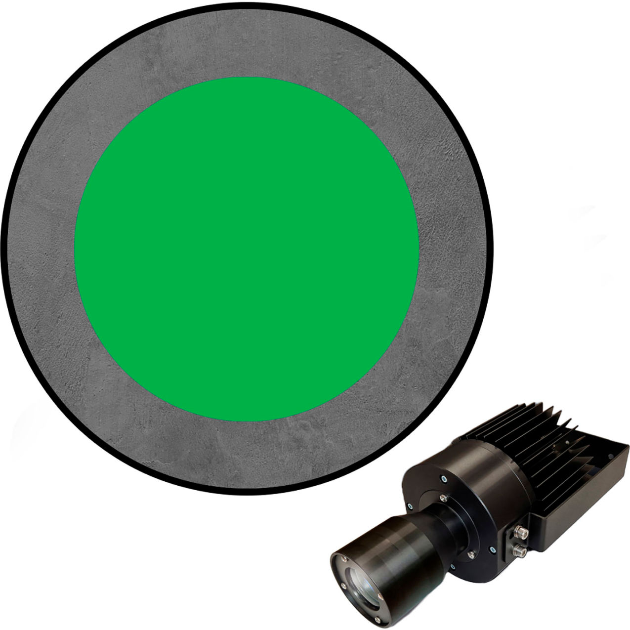 Virtual LED Projector, Safety Symbol (S), Circle, 50W, Green