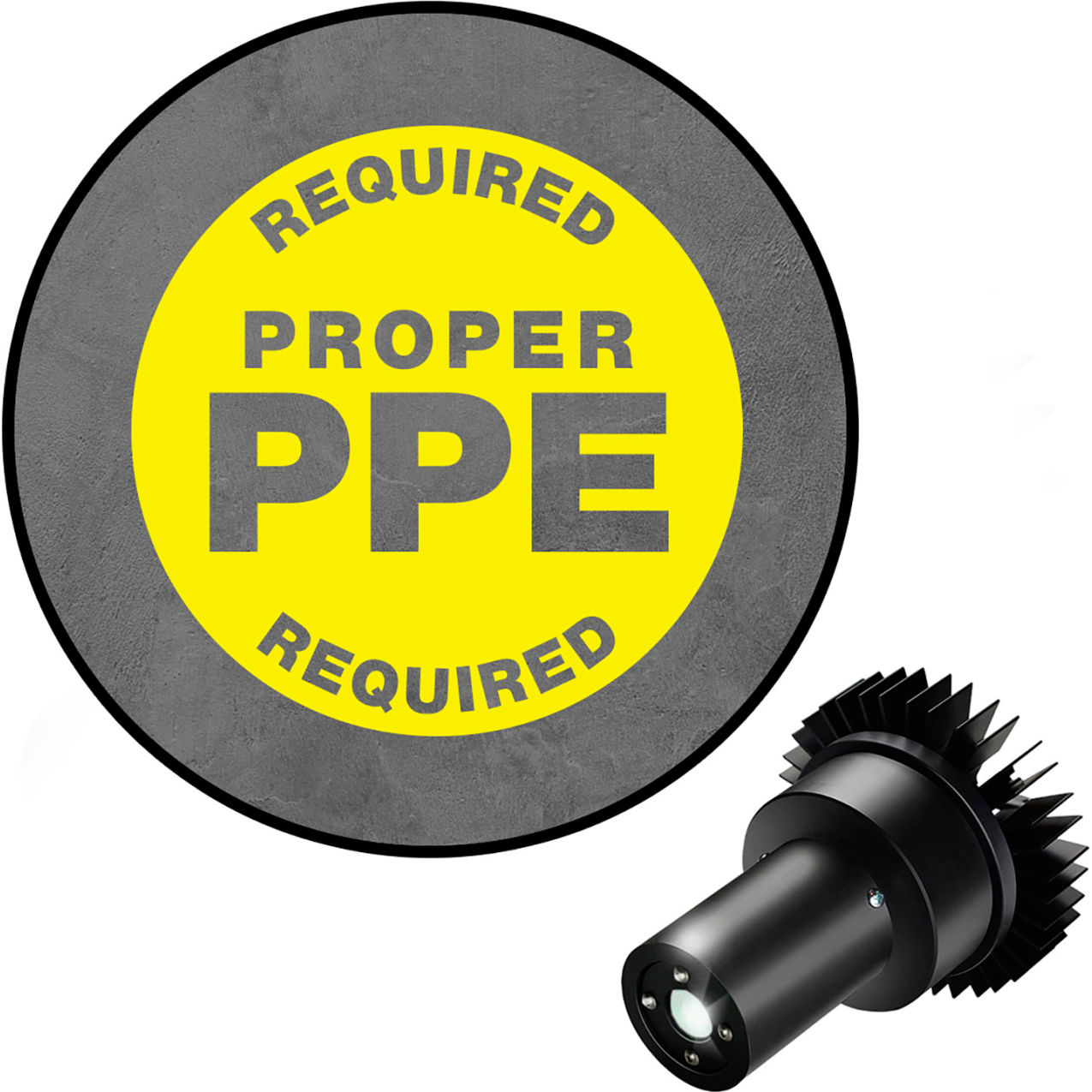 Virtual LED Projector Safety Sign EX Proper PPE Required 25W Yellow