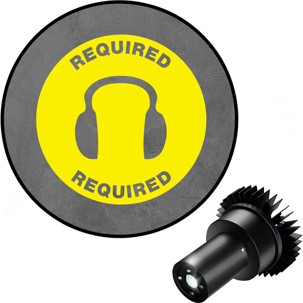 Virtual LED Projector, Safety Sign EX, Required Hearing, 25W, Yellow