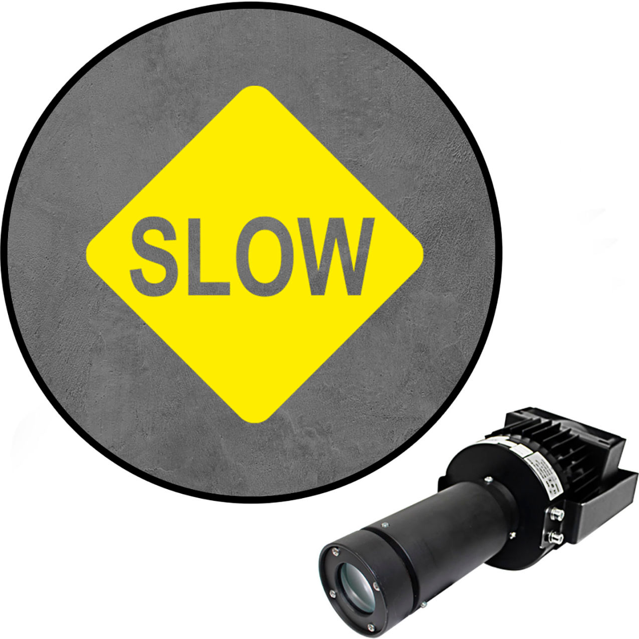 Virtual LED Projector, Safety Sign Max (S), Slow, 100W, Yellow