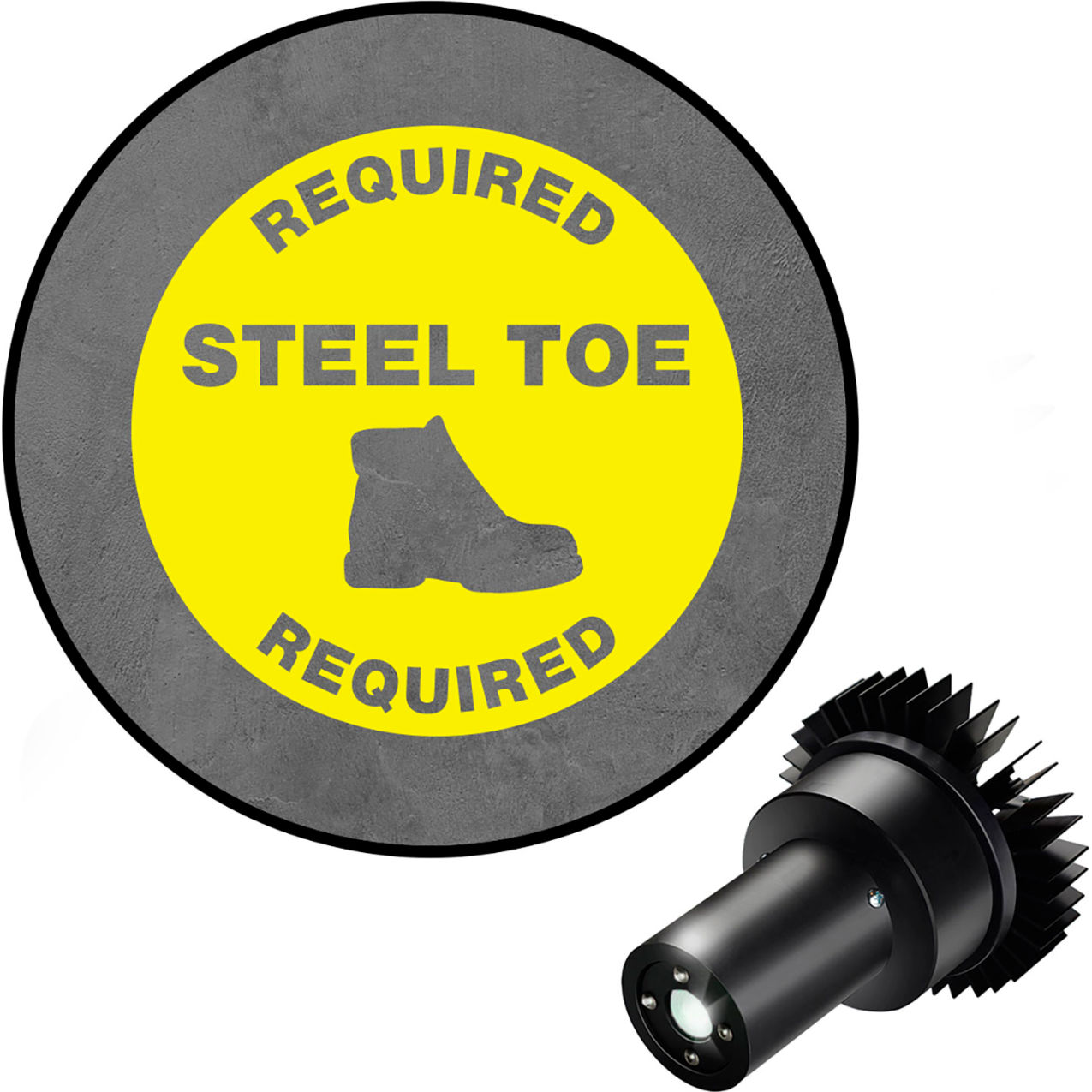 Virtual LED Projector, Safety Sign EX, Required Steel Toe, 25W, Yellow