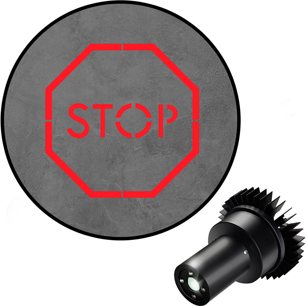 Virtual LED Projector, Safety Symbol EX, Stop Outline, 25W, Red
