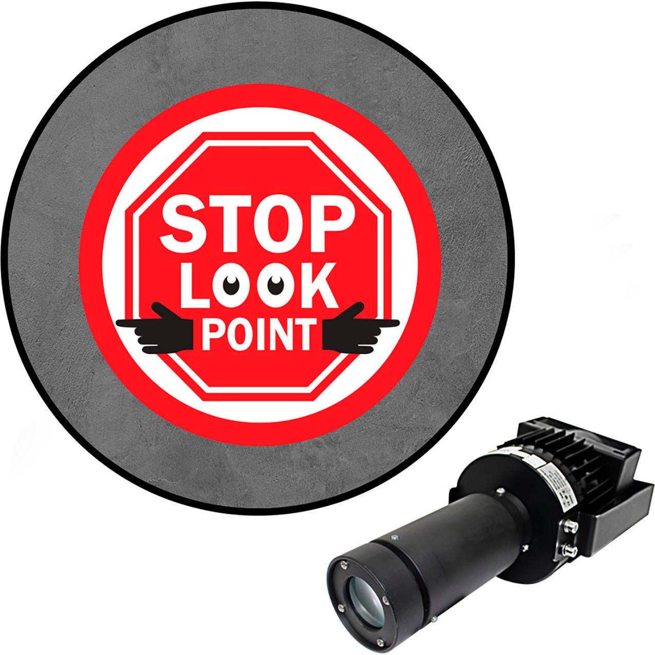 Virtual LED Projector, Safety Sign Max (SW), Stop Look Point, 100W
