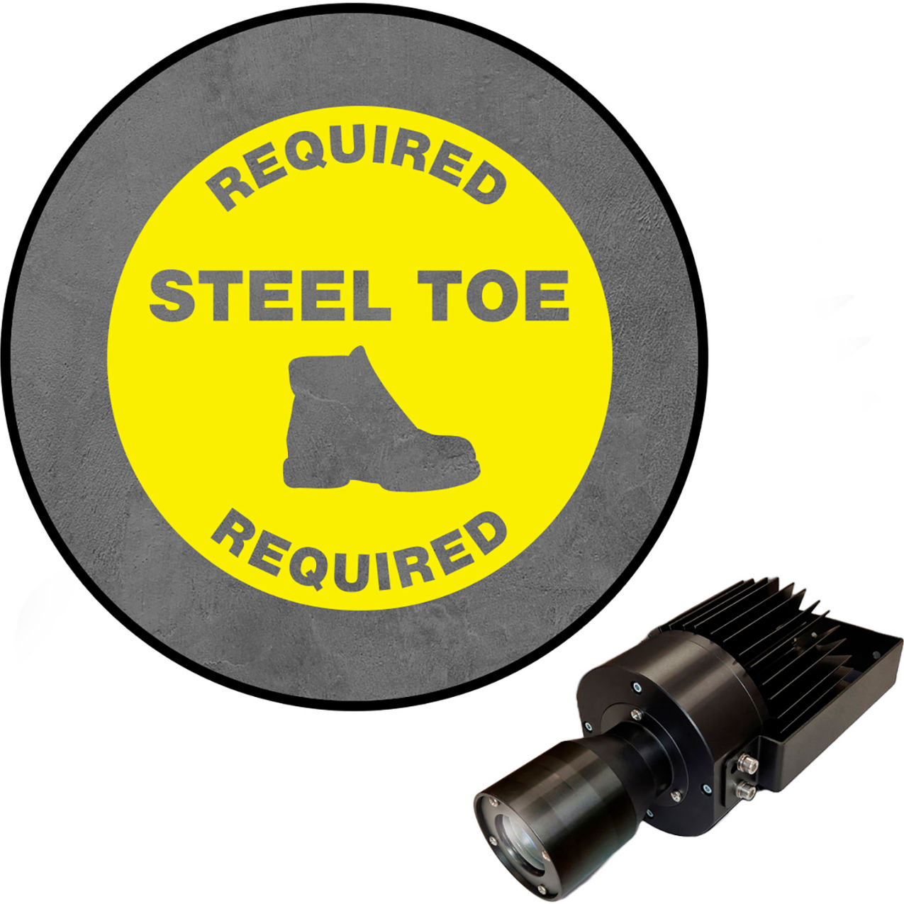 Virtual LED Projector, Safety Sign (S), Required Steel Toe, 50W, Yellow