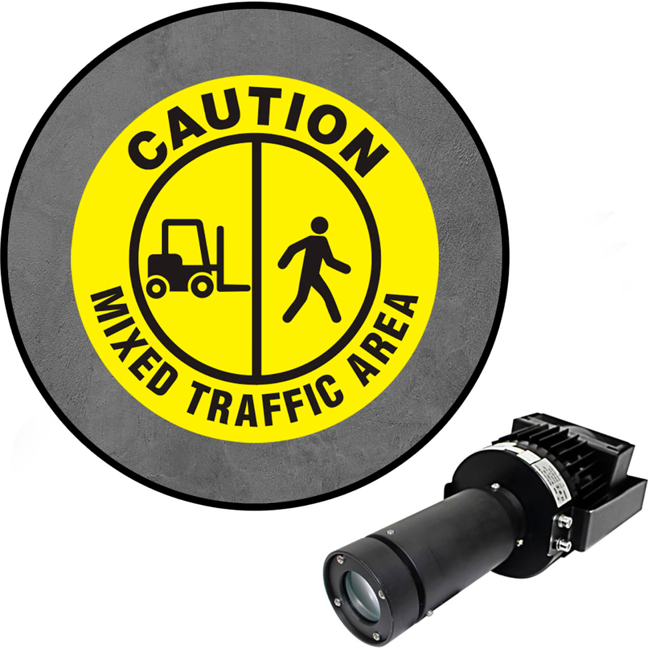 Virtual LED Projector, Safety Sign Max (SW), Caution Mixed Traffic, 100W