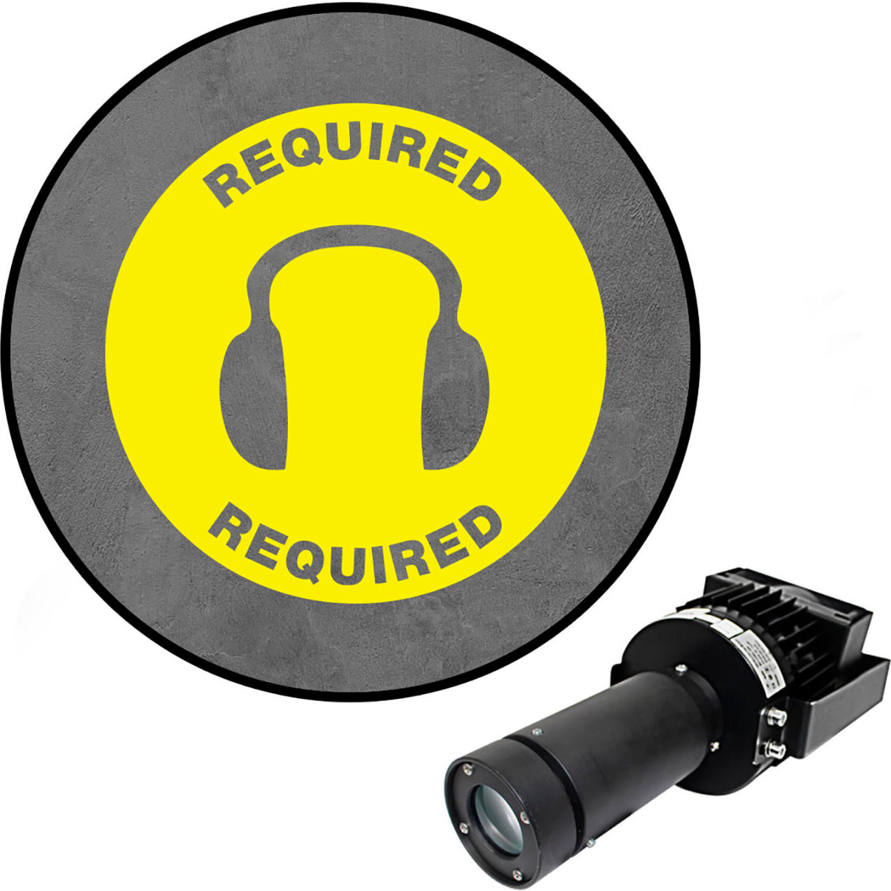 Virtual LED Projector, Safety Sign Max (W), Required Hearing..., 100W, Yellow
