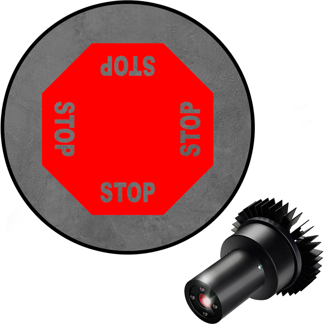 Virtual LED Projector, Safety Sign EX, 4-Way Stop, 25W, Red