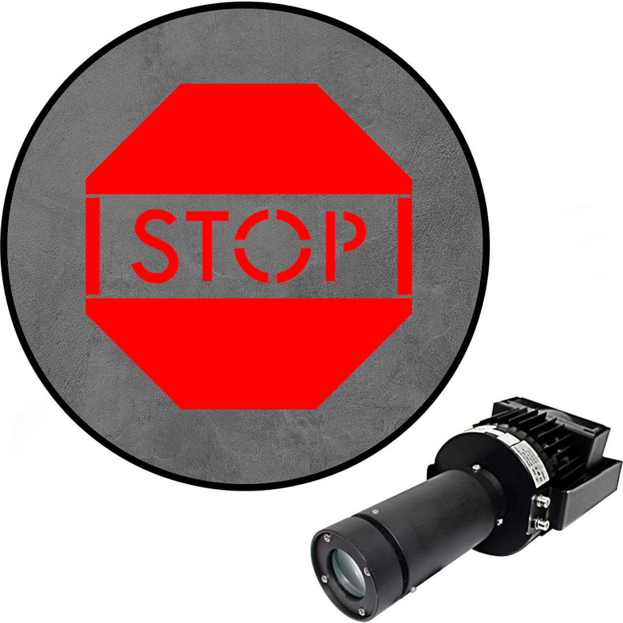 Visual Workplace Virtual LED Projector, Safety Symbol Max (W), Stop Solid, 100W, Red