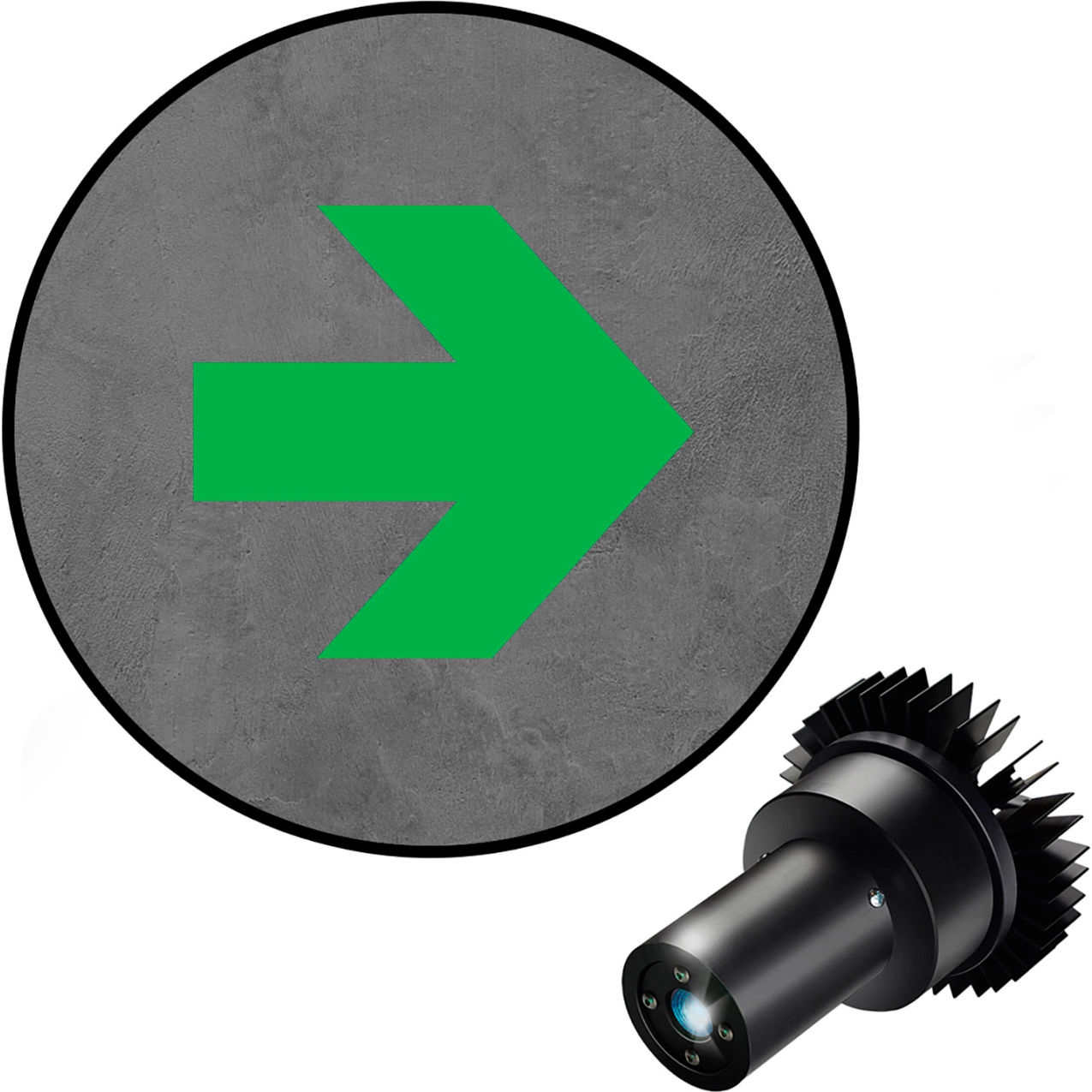 Virtual LED Projector, Safety Symbol EX, Thick Arrow, 25W, Green